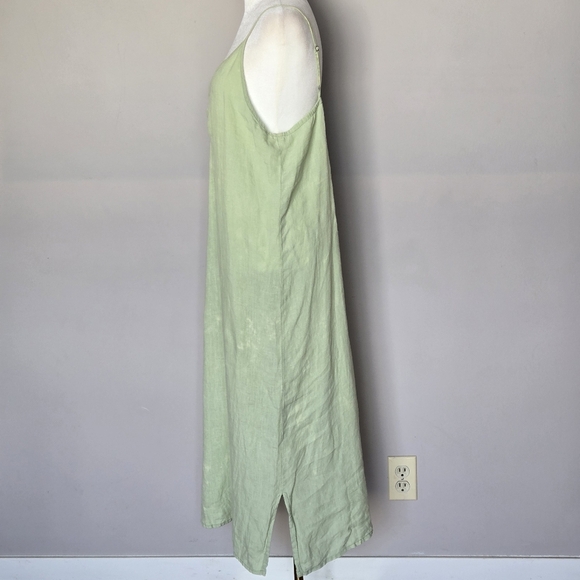 Dolma 100% Linen Light Green Midi Slip Dress Resort Vacation Beachy Tie-Dye S - Picture 7 of 13
